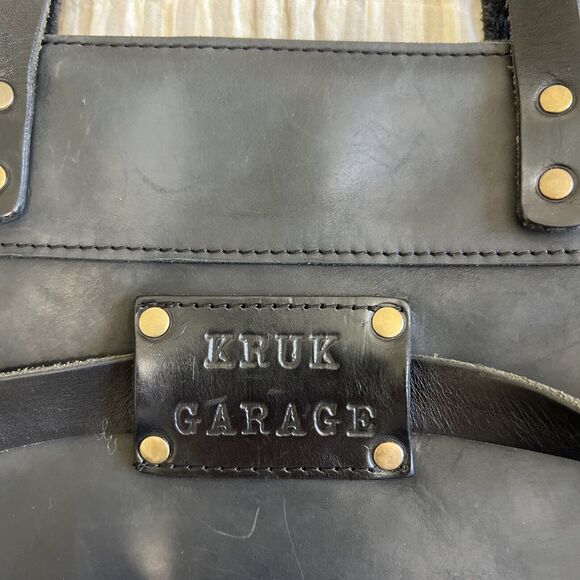 Kruk Garage Black Leather Backpack Bag Beautiful